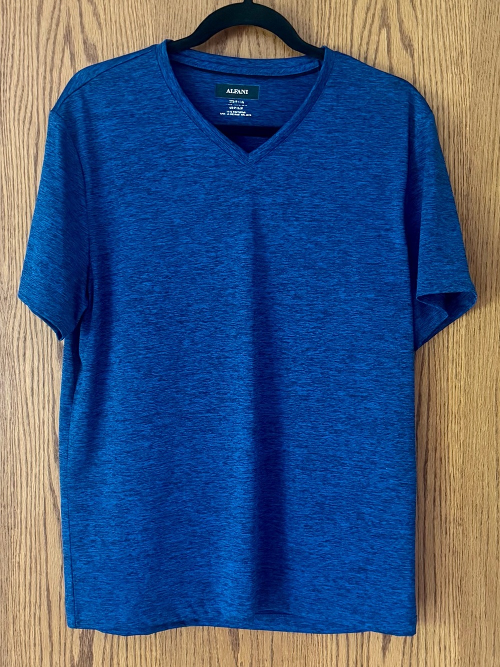 Alfani Blue Heathered V-Neck Athletic Stretch T-Shirt Men's Medium
